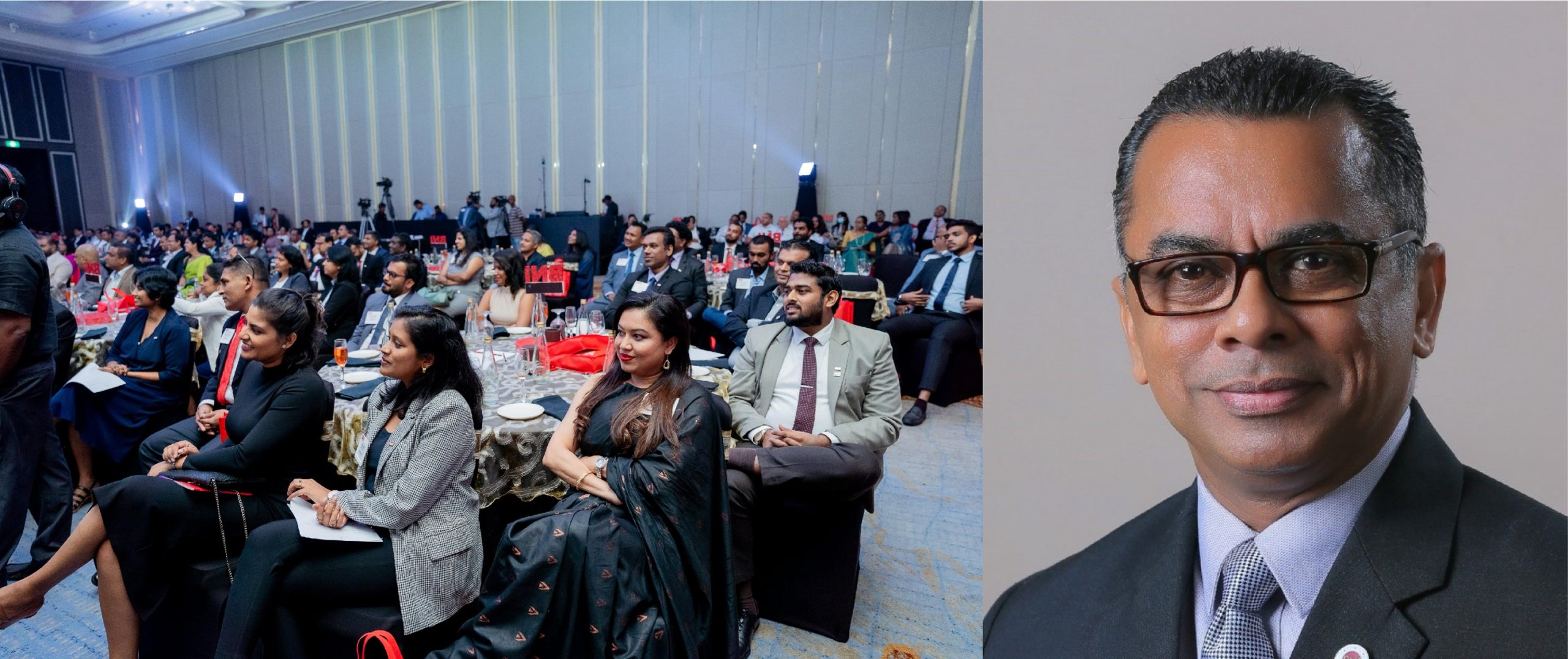 Country Manager of BNI Sri Lanka - Glenn Lord on right with attendees of a previous BNI National Conference on left